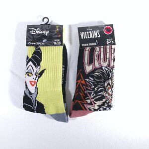 2 Pairs Disney Villains Novelty Crew Socks Size 9-13 Women